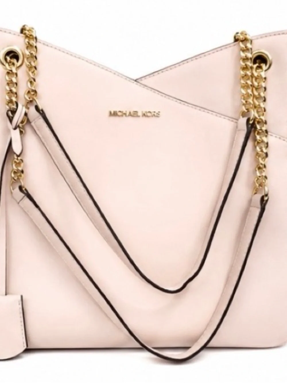 Michael Kors Blush Pink Leather Shoulder Tote with Gold Hardware